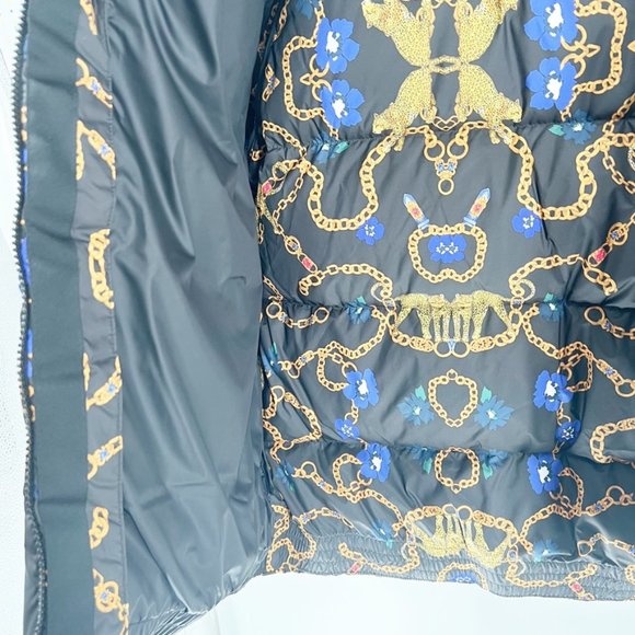 NEW Adidas OS Her Studio Down Puffer JACKET Coat Chains Leopard Floral Size L - Picture 4 of 13